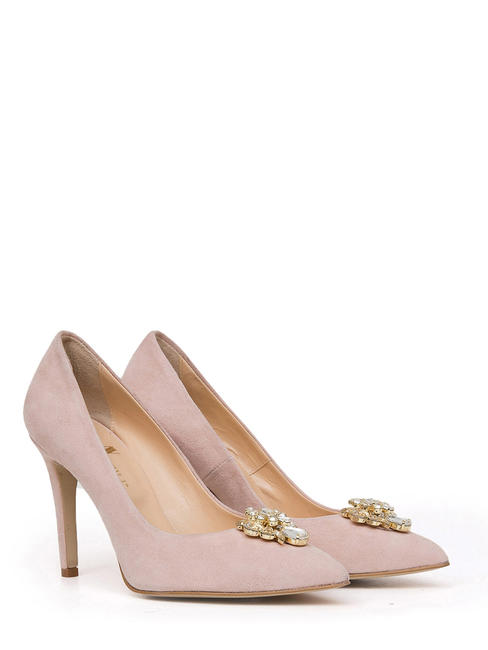 ANNA VIRGILI CATIA1988 Dekolleté aus Veloursleder mit Schmuckapplikation rosa - Damenschuhe