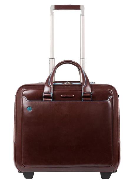PIQUADRO BLU SQUARE Pilotentrolley aus Leder MAHAGONI - Pilotentrolley