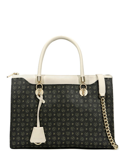 POLLINI Heritage Classic Handshopper, mit Schulterriemen schwarz / elfenbein - Damentaschen