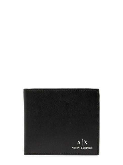 ARMANI EXCHANGE MINI LOGO Ledergeldbörse mit Münzfach Schwarz - Brieftaschen Herren