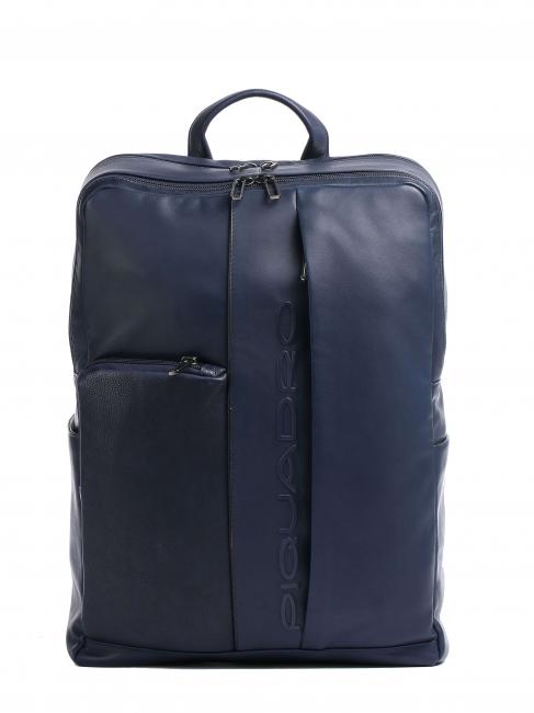 PIQUADRO STEVEN 15,6-Zoll-Laptop-Rucksack aus Leder Blau - PC-Rucksäcke