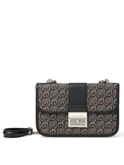 BRACCIALINI MONOGRAM Mini-Umhängetasche aus Jacquard-Stoff SCHWARZ / MULTI - Damentaschen