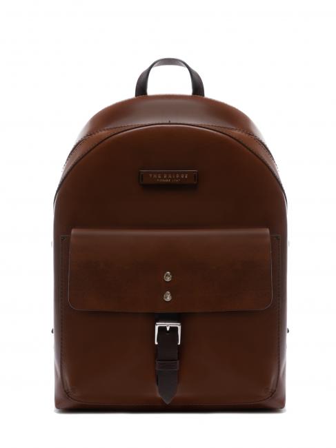 THE BRIDGE LORENZO Lederrucksack für PC 14 " Braun / Palladium - PC-Rucksäcke
