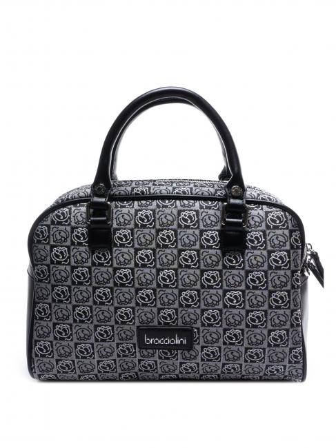 BRACCIALINI MONOGRAM Umhängetasche aus Jacquard-Stoff Schwarz - Damentaschen