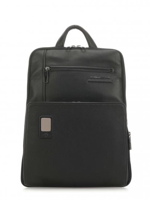 PIQUADRO AKRON Laptop-Rucksack 14 ", aus Leder Schwarz - PC-Rucksäcke