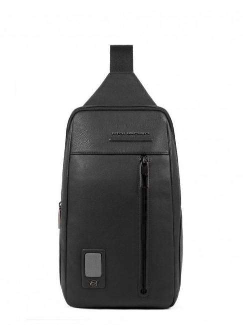 PIQUADRO AKRON Umhängetasche aus Leder Schwarz - PC-Rucksäcke