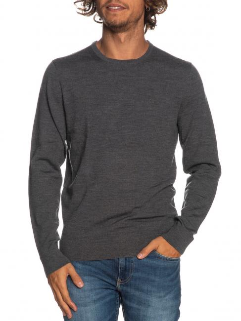 CALVIN KLEIN SUPERIOR WOOL Pullover aus Wolle mit Rundhalsausschnitt dunkelgraumeliert - Herrenpullover