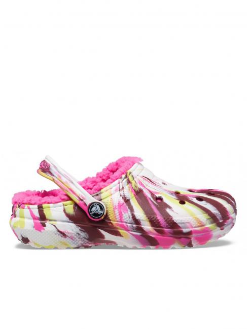 CROCS CLASSIC LINED MARBLED GLOG TODDLER Gepolsterter Sabot elektrisches Pink / Multi - Kinderschuhe