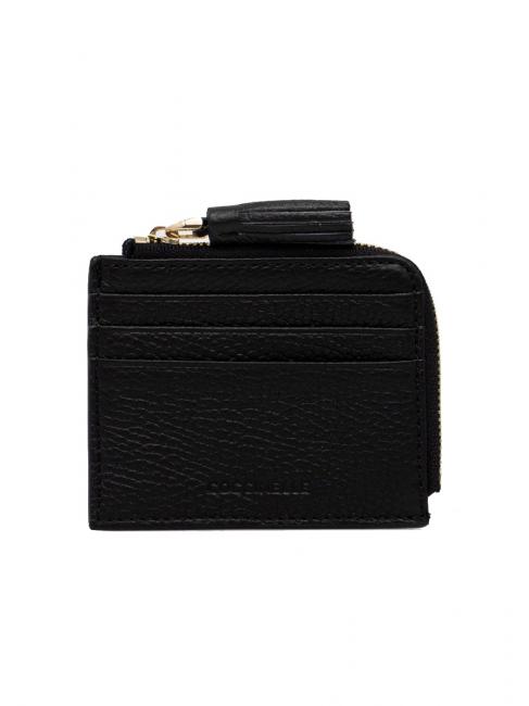 COCCINELLE TASSEL Kartenetui mit Reißverschluss aus gehämmertem Leder Schwarz - Brieftaschen Damen