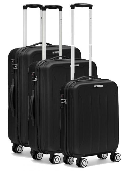 R RONCATO FLIGHT 3er-Set Handgepäck-Trolleys, mittel, groß Schwarz - Trolleyset