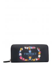 TWINSET Geldb&ouml;rse Zip Around Blumenlogo - Brieftaschen Damen