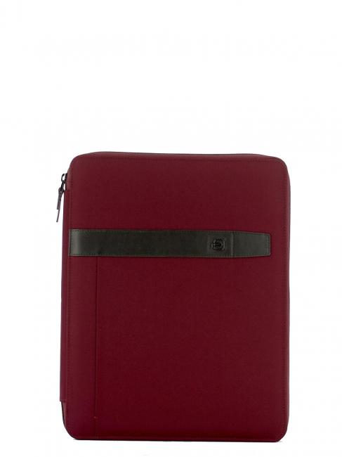 PIQUADRO HEXAGON A4-Notizblockhalter aus Leder und Stoff Burgund - Tablettmappe &amp; Organizer