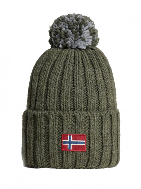 NAPAPIJRI SEMIURY W 3 Mütze mit Manschette und Bommel grüne Flechte - Mützen/Hüte