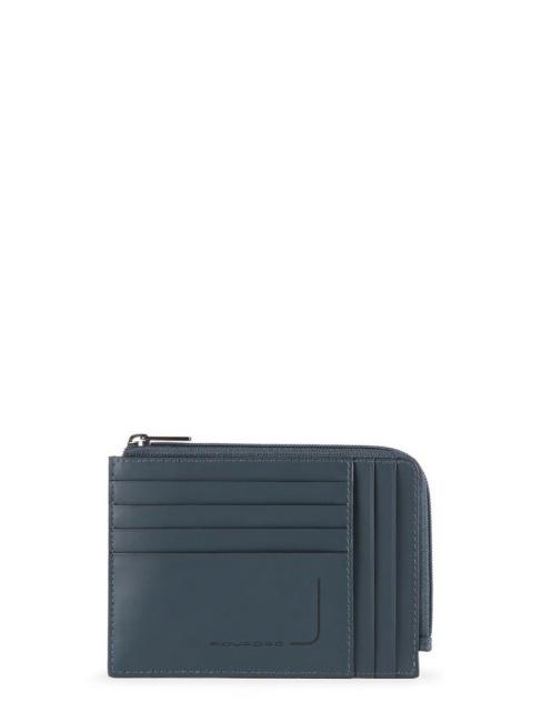 PIQUADRO PQJ Flache Brieftasche aus Leder Blau - Brieftaschen Herren