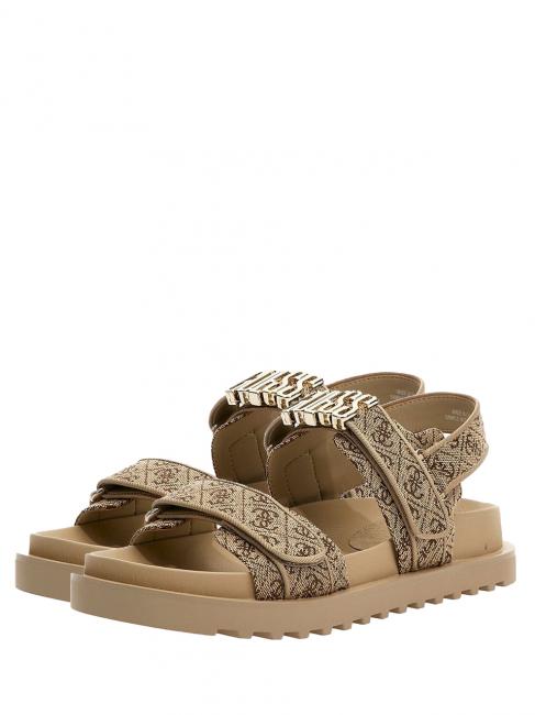 GUESS FABELIS 2 Sandalen mit Logo Beige / Braun - Damenschuhe