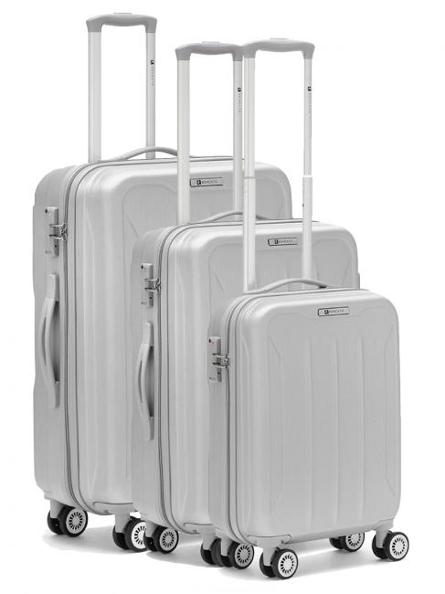 R RONCATO FLIGHT 3er-Set Handgepäck-Trolleys, mittel, groß Silber- - Trolleyset