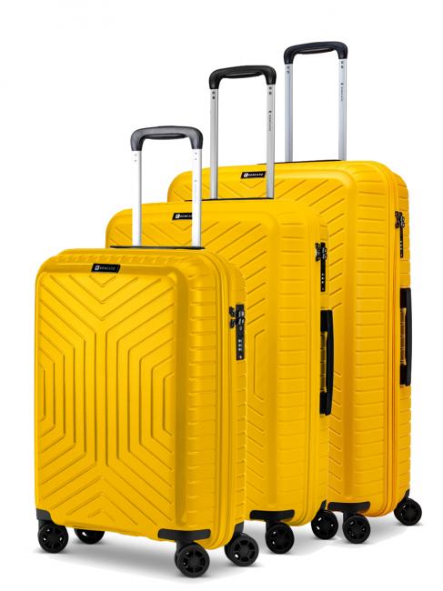 R RONCATO HEXA Set mit 3 Trolleys: Kabine + mittel + groß gelb - Trolleyset