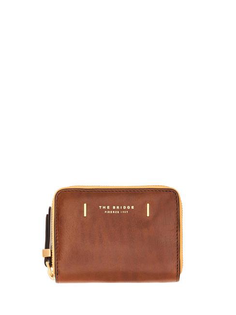 THE BRIDGE CHIARA Portemonnaie mit umlaufendem Reißverschluss, aus Leder BRAUN - Brieftaschen Damen