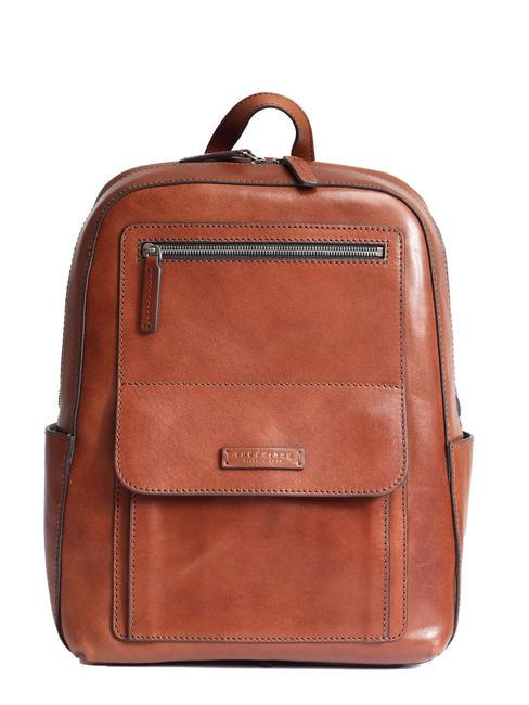 THE BRIDGE ALBERTO Laptop-Rucksack 13", aus Leder Braun / Ruthenium - PC-Rucksäcke