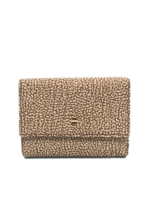 BORBONESE CLASSICA Mittlere Brieftasche mit Klappe beiger Meer - Brieftaschen Damen