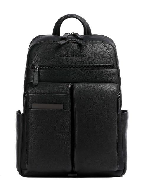 PIQUADRO PAAVO Laptop-Rucksack 15,6", aus Leder Schwarz - PC-Rucksäcke
