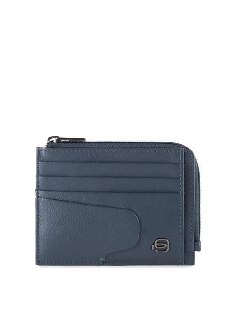 PIQUADRO AKRON Ledergeldbörse mit Reißverschluss Blau - Brieftaschen Herren