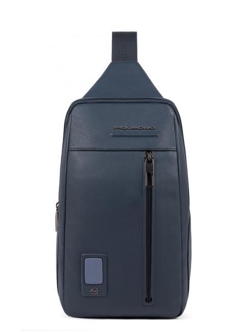 PIQUADRO AKRON Umhängetasche aus Leder Blau - PC-Rucksäcke