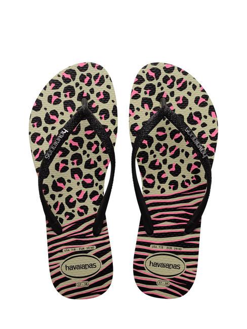 HAVAIANAS SLIM FLATFORM Bedruckte Flip-Flops schwarzgrau - Damenschuhe