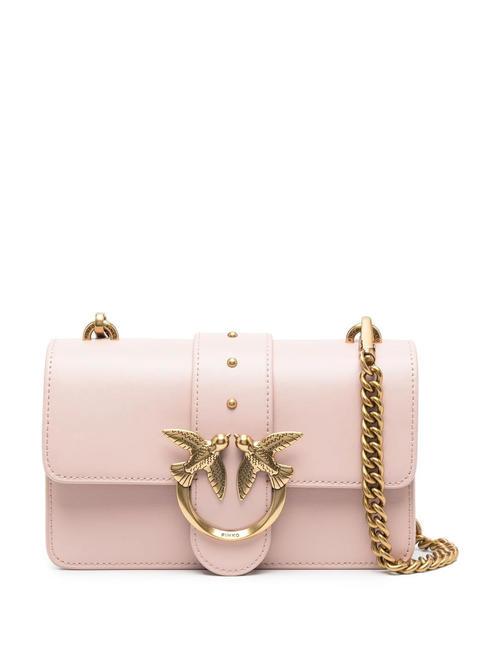PINKO MINI LOVE BAG Umhängetasche aus Kalbsleder Puder-Antikgold - Damentaschen