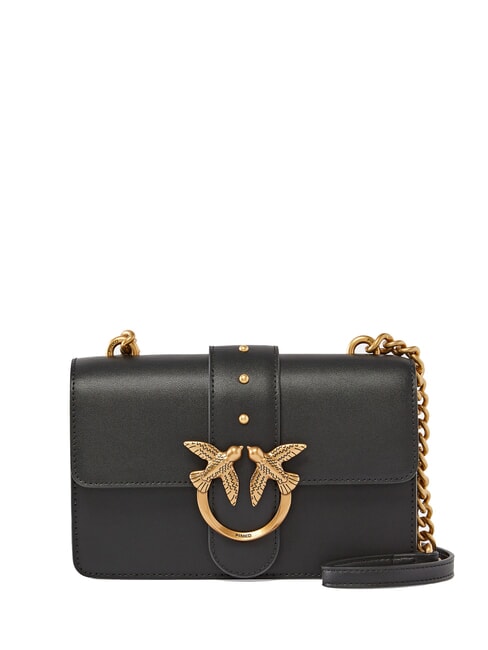 PINKO MINI LOVE BAG Umhängetasche aus Kalbsleder schwarz-antikgold - Damentaschen