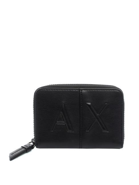 ARMANI EXCHANGE LOGO EMBOSSED Kleines Portemonnaie mit Reißverschluss Schwarz - Brieftaschen Damen