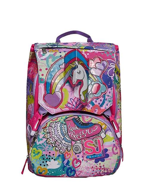 SJGANG MAGICFLIP GIRL  Erweiterbarer Rucksack SCHWARZ GESTREIFTER WALD - Rucksäcke für Schule &amp; Freizeit