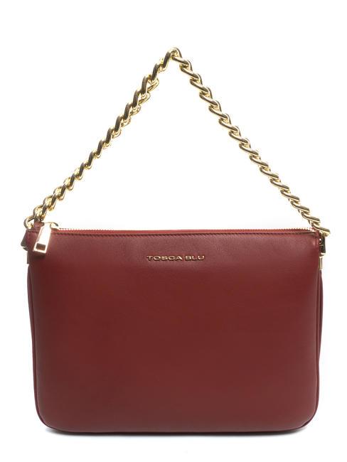 TOSCA BLU MILANO Ledertasche mit Schulterriemen Dunkelrot - Damentaschen
