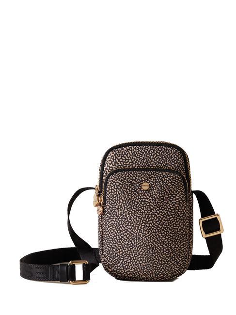 BORBONESE CLASSICA Mikrotasche mit Smartphone-Halterung OP / NATUR / SCHWARZ - Damentaschen