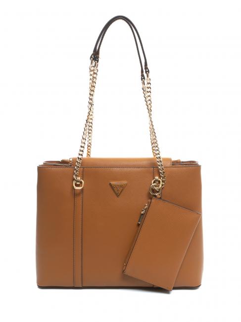 GUESS ECO CRAIG Einkaufstasche mit Kettengriffen COGNAC - Damentaschen