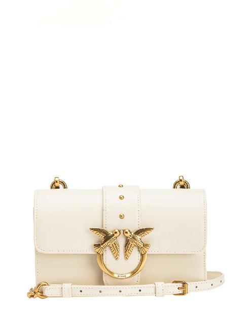 PINKO MINI LOVE BAG Umhängetasche aus Kalbsleder Seide weiß-antikgold - Damentaschen