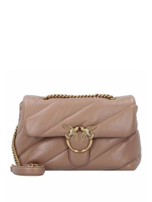 PINKO CLASSIC LOVE PUFF Tasche aus Nappaleder Ingwerkeks-Antikgold - Damentaschen