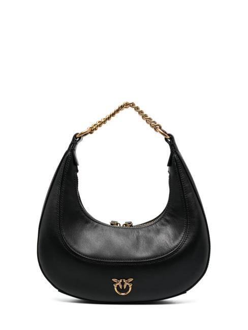 PINKO BRIOCHE HOBO MINI Lederhandtasche schwarz-antikgold - Damentaschen