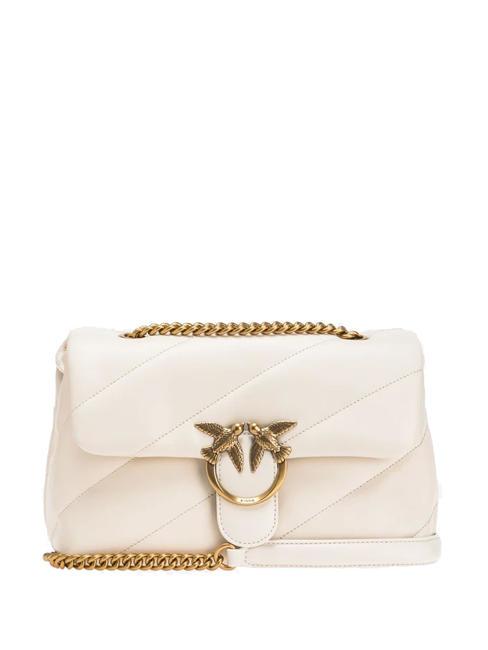 PINKO MINI LOVE BAG Nappatasche Seide weiß-antikgold - Damentaschen