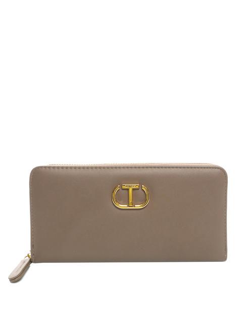 TWINSET NEW OVAL T Großes Lederportemonnaie Taupe - Brieftaschen Damen