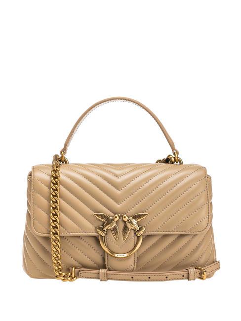 PINKO CLASSIC LADY LOVE BAG Chevron-Tasche Ingwerkeks-Antikgold - Damentaschen