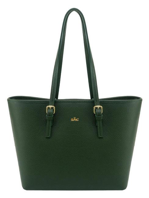 LESAC CHIARA Robuste Shopper-Tasche aus Dollar-Leder dunkelgrün - Damentaschen