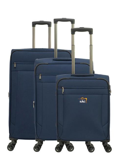 LESAC LIGHT FLY Set mit 3 Trolleys: Kabine, mittel und groß, erweiterbar Blau - Trolleyset