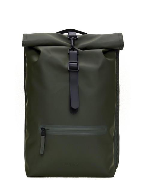 RAINS ROLLTOP RUCKSACK Großer wasserdichter Rucksack Grüns - Rucksäcke für Schule &amp; Freizeit