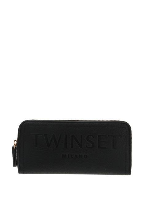 TWINSET EMBOSSED LOGO Geldbörse mit umlaufendem Reißverschluss Schwarz - Brieftaschen Damen