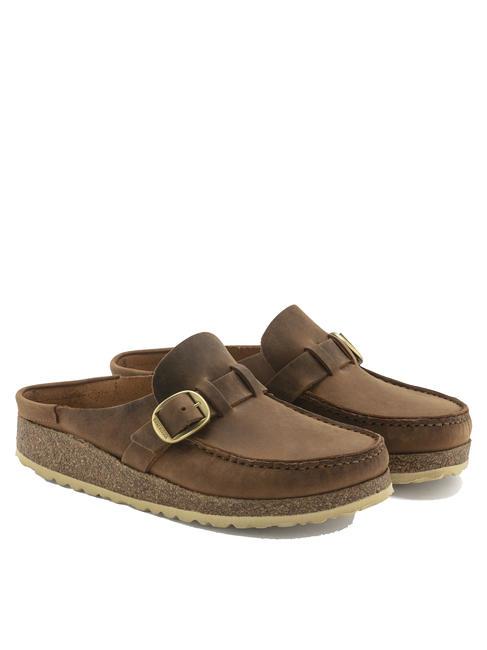 BIRKENSTOCK BUCKLEY Lederpantoletten Cognac - Damenschuhe