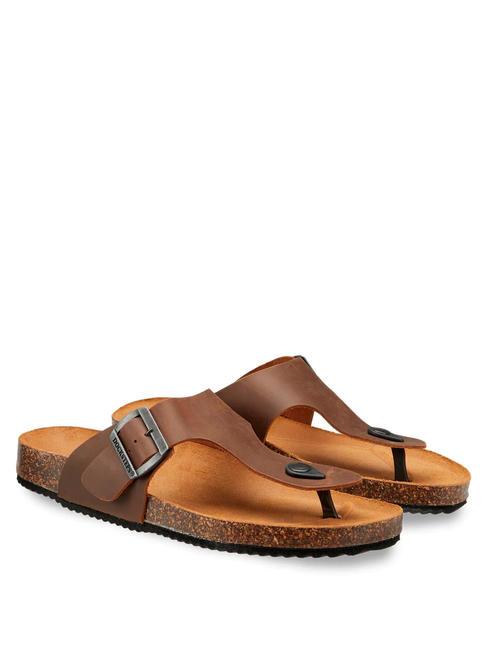DOCKSTEPS VEGA 2284 Zehenstegsandale aus Leder mit Schnalle dunkelbraun - Herrenschuhe