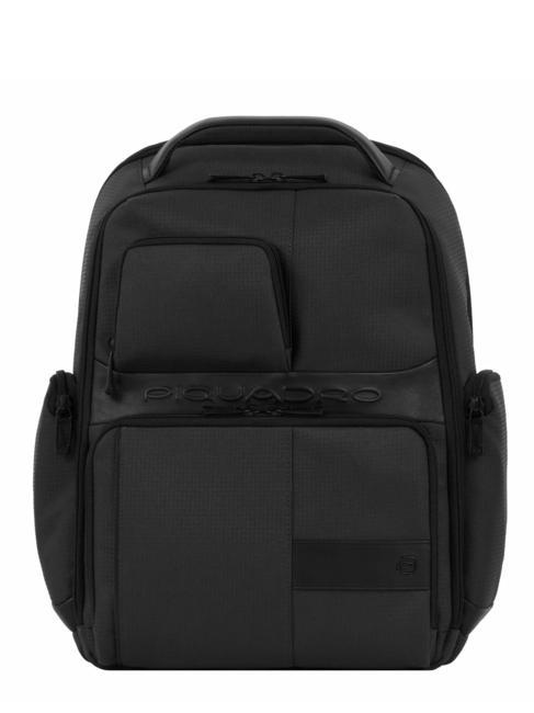 PIQUADRO WOLLEM 15,6-Zoll-Laptop-Rucksack aus Stoff und Leder Schwarz - PC-Rucksäcke
