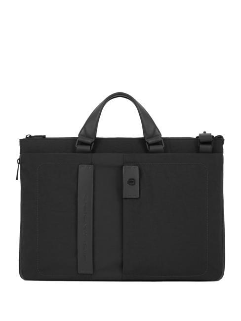 PIQUADRO PULSE Schlanke 15,6-Zoll-Laptop-Aktentasche, erweiterbar Schwarz - Arbeitstaschen