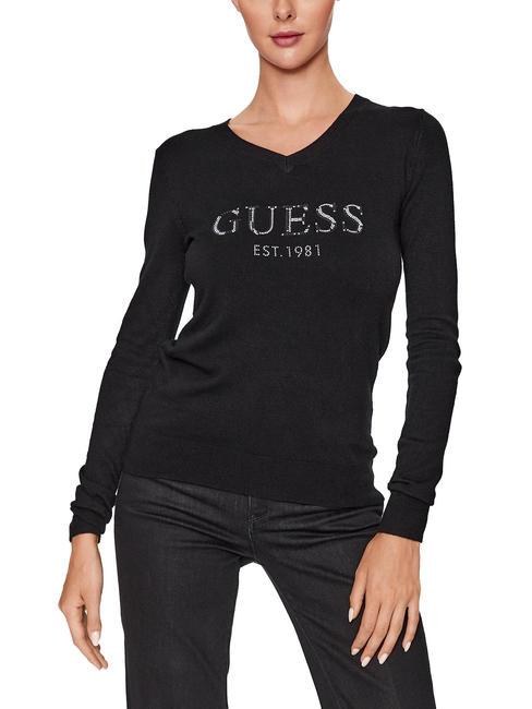GUESS JADE T-Shirt mit V-Ausschnitt jetbla - Damenpullover